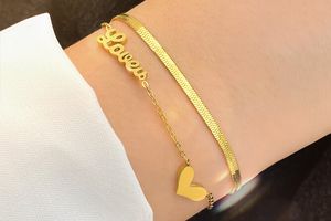 Bracelet double doré avec "Love"