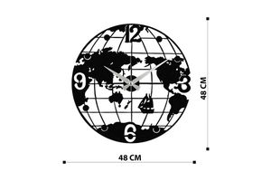 Metalen wandklok in de vorm van de Aarde (Ø 48 cm)