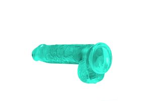 Gode vert avec testicules et ventouse (15 cm)