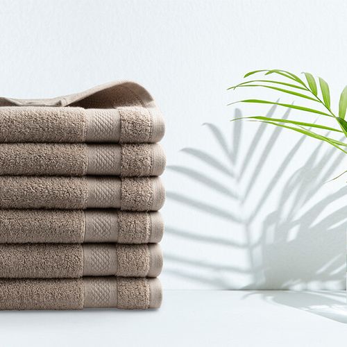 6 luxe taupe handdoeken (50 x 100 cm)