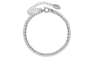 Bracelet Argenté Double avec Pierres Incrustées