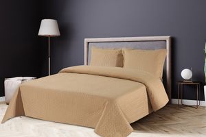 Couvre-lit avec 2 taies d'oreiller (taupe)
