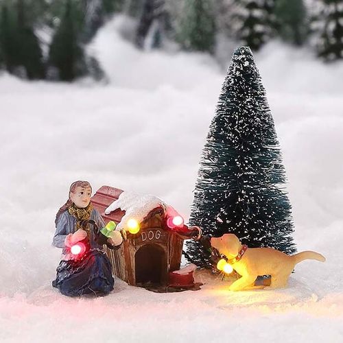 Kerstdorp-miniatuur met verlichting