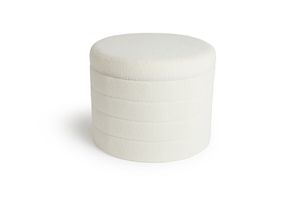 Pouf de rangement rond en tissu teddy