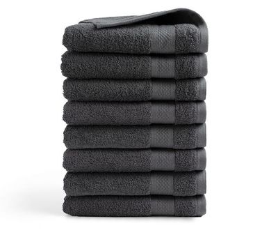 8 luxe antraciete handdoeken (50 x 100 cm)
