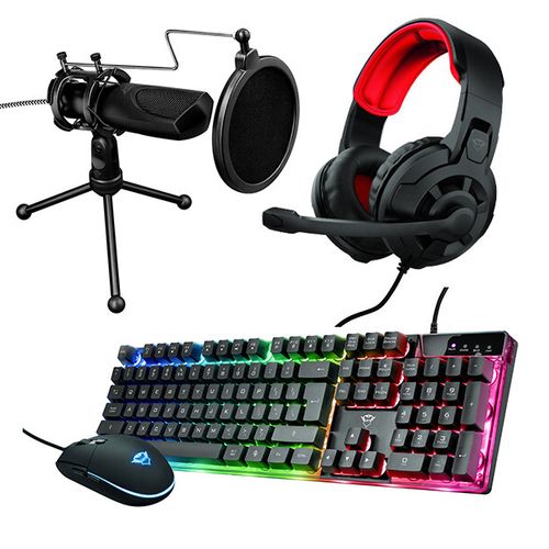 Trust Gaming toetsenbord, muis, headset, microfoon