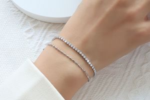 Bracelet Argenté Double avec Pierres Incrustées