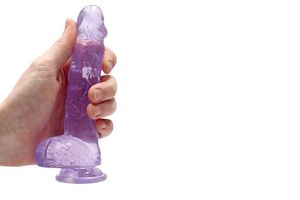 Lichtpaarse dildo met ballen (15 cm)