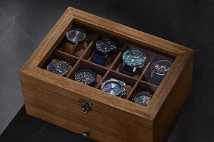 Boîte de rangement en bois pour 8 montres (sans les montres)