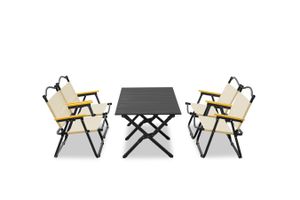 Luxe glamping set met 4 stoelen en een tafel