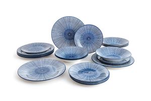 Service d'assiettes en porcelaine 18 pièces Quid (bleu)