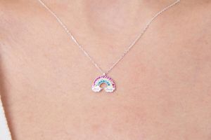 Ketting met regenboog en zirkonia's (925 zilver)