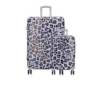 2 valises avec imprimé panthère violet