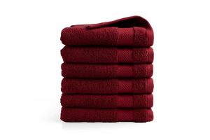 6 burgunderfarbene Handtücher in Hotelqualität