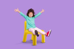 Kinderstoel smiley (keuze uit: geel, blauw of rood)