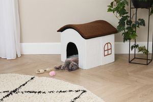 Maison pour animaux en tissu teddy