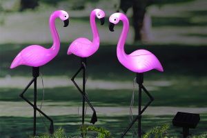 3 decoratieve solar-flamingo's (20 x 6 x 52 cm)