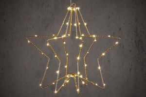 Éclairage de Noël avec étoiles, 2 pièces, 60 LED, blanc chaud