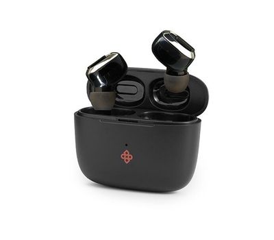 Écouteurs noirs sans fil avec étui de chargement