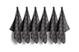 6 torchons gris avec imprimé feuilles