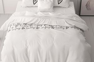 Parure de lit double avec texte en polycoton