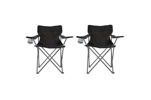 Set van 2 opklapbare campingstoelen met bekerhouder