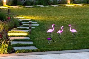 3 decoratieve solar-flamingo's (20 x 6 x 52 cm)