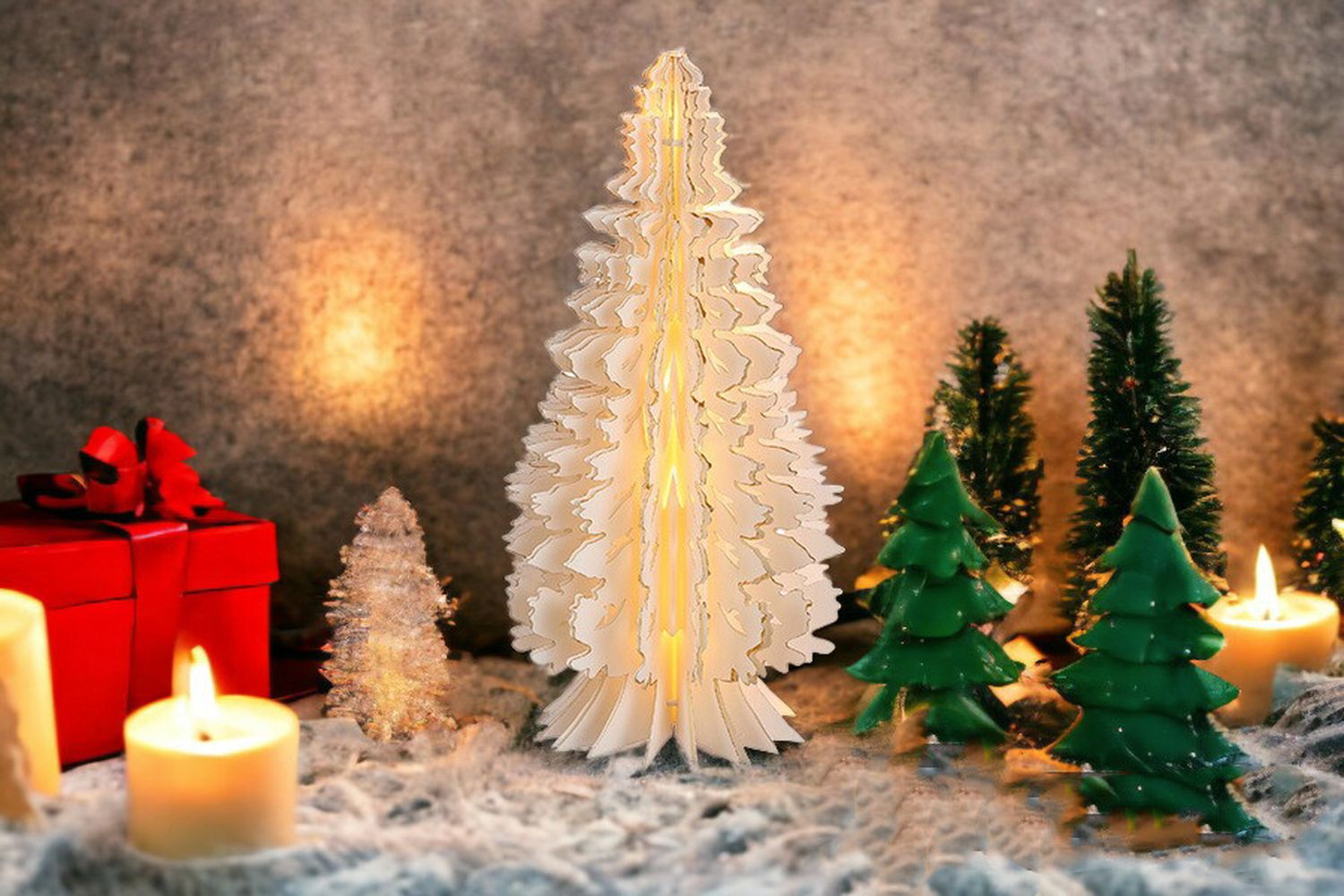 Kerstboom van papier ledverlichting Papieren kerstboom met