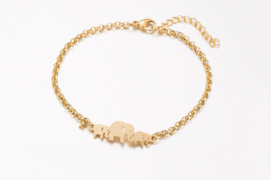 Bracelet avec des éléphants (plaqué or 18K)