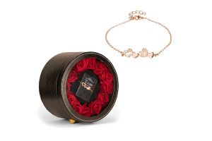 Armband in box met echte rozen