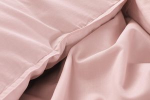 Parure de lit double - 100 % coton rose pâle