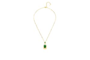 Ketting met zirkonia's en groene glasstenen (18K gouden plating)