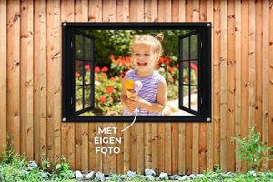 Tuinposter met doorkijk en eigen foto (60 x 90 cm)