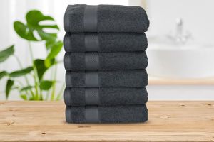 6 essuies de bain de couleur anthracite (70 x 140 cm)