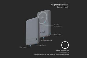 Powerbank magnétique sans fil de V-Tac (10 000 mAh)