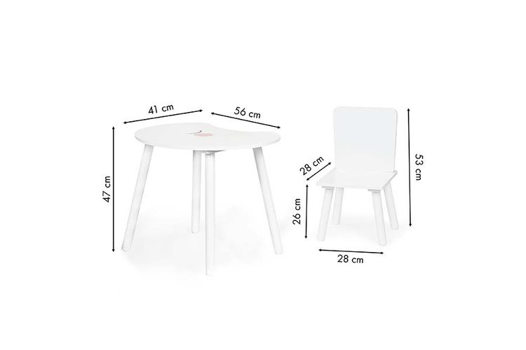 witte tafel met 2 stoeltjes ecotoys