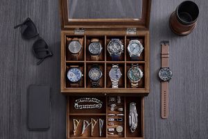 Boîte de rangement en bois pour 8 montres (sans les montres)