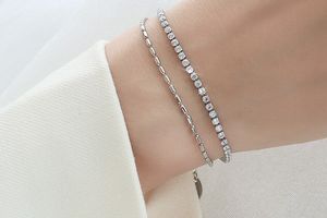 Bracelet Argenté Double avec Pierres Incrustées