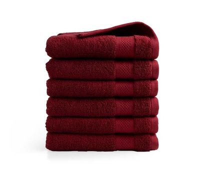 6 burgunderfarbene Handtücher in Hotelqualität