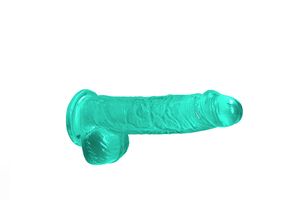 Gode vert avec testicules et ventouse (15 cm)