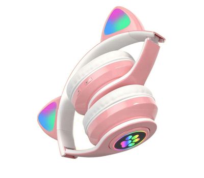 Bluetooth-koptelefoon met kattenoortjes (roze)