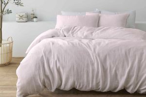 Parure de lit double 100% coton - rose