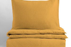 Parure de lit double 100% coton - ocre