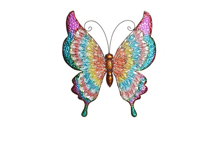Wanddecoratie in de vorm van een kleurrijke vlinder
