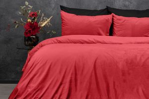 Parure de lit double en velours rouge
