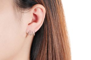 Boucles d'oreilles argentées avec un total de 30 zircons