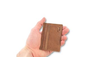 Portefeuille et porte-cartes en cuir (cognac)