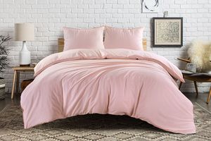 Parure de lit double - 100 % coton rose pâle