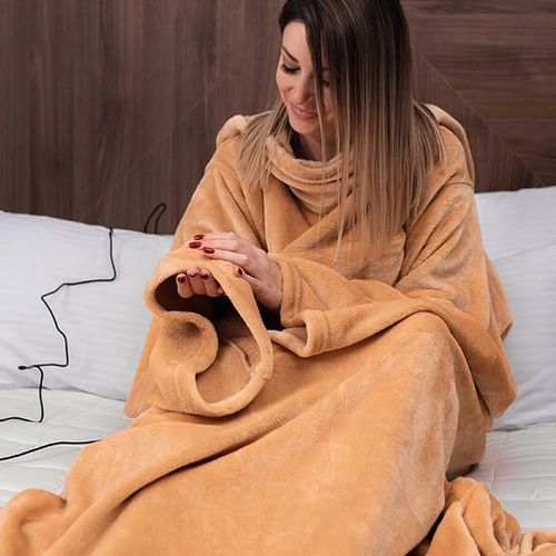 Elektrische deken met mouwen van fleece
