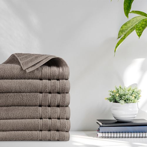 6 luxe taupe handdoeken van EMSA Bedding (70 x 140 cm)